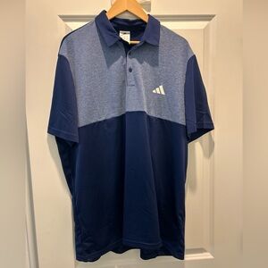 Adidas Men's Two-Tone Navy Polo Shirt- Adidas Mens Active Polo Blue- 2XL- NWT